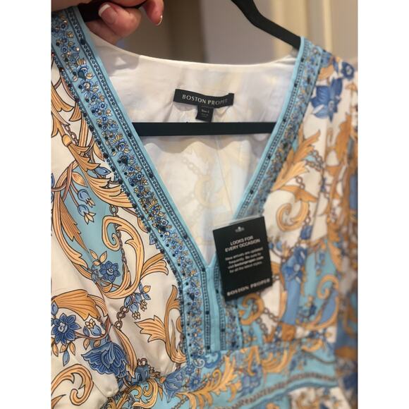 Boston Proper Regal Resort Patchwork Print A-Line Dress Small 2-6 NEW - Picture 8 of 9